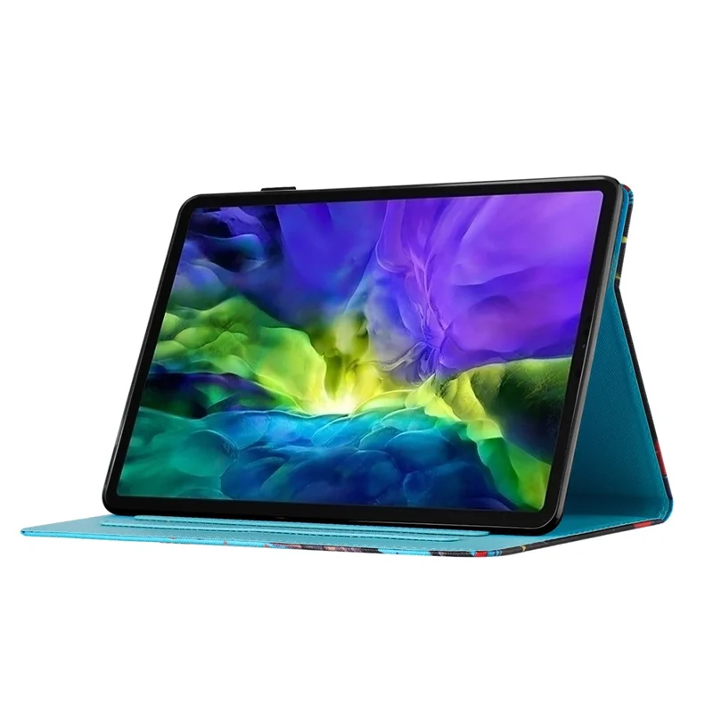 غطاء لجهاز Samsung Galaxy Tab S12+ بتصميم طباعة جلد مع حامل بطاقات - قطة صفراء