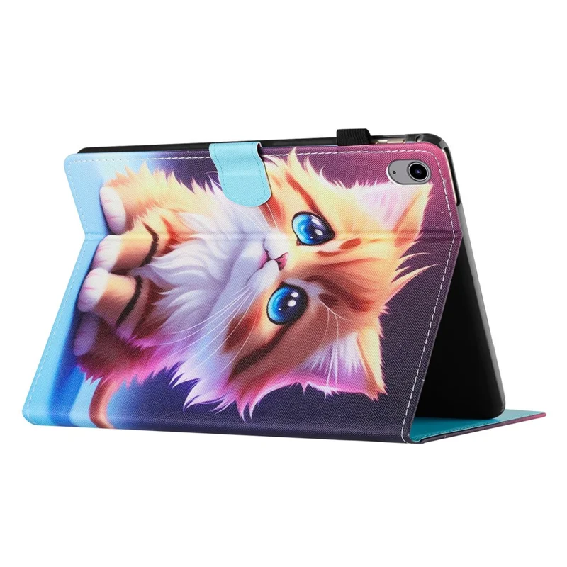 غطاء لجهاز Samsung Galaxy Tab S12+ بتصميم طباعة جلد مع حامل بطاقات - قطة صفراء