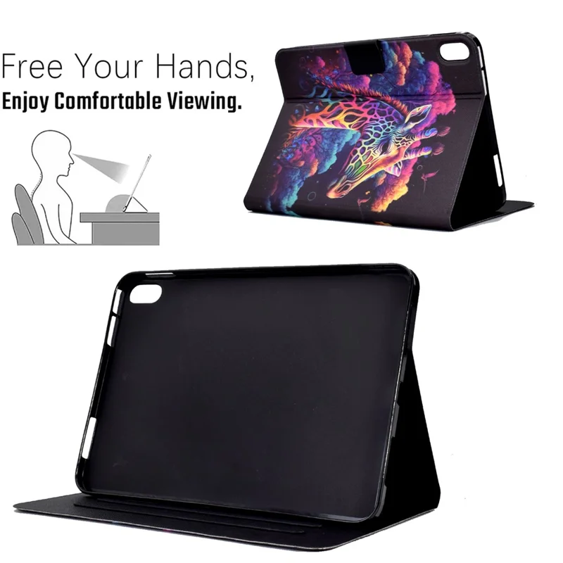 For Samsung Galaxy Tab S12+ Stand Case Pattern Printing Tablet Leather Cover with Card Slots - Giraffe