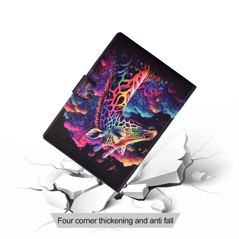 For Samsung Galaxy Tab S12+ Stand Case Pattern Printing Tablet Leather Cover with Card Slots - Giraffe
