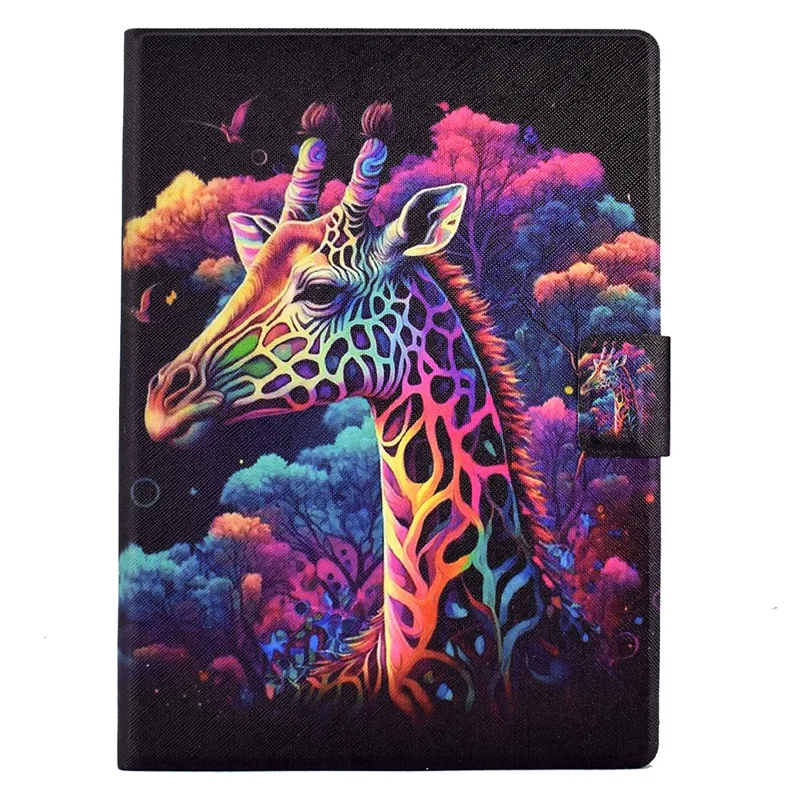 For Samsung Galaxy Tab S12+ Stand Case Pattern Printing Tablet Leather Cover with Card Slots - Giraffe