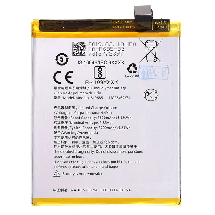 Per Una Parte di Sostituzione Della Batteria Polimerica Li-ion 3610 Mah da OnePlus (encode: BLP685) (senza Logo)