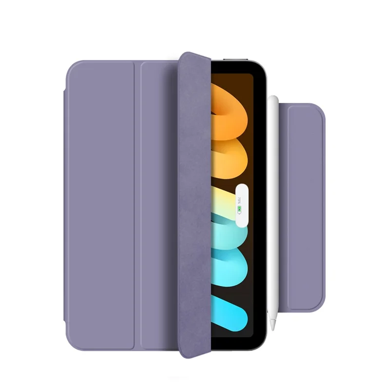 For iPad mini (2024)  /  (2021) Case Magnetic Attachment PU Leather Tri-Fold Stand Tablet Cover - Purple