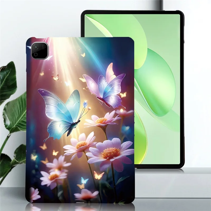 Чехол для Honor Pad X9b Max с рисунком, тонкий мягкий чехол из ТПУ - бабочка, цветочный узор