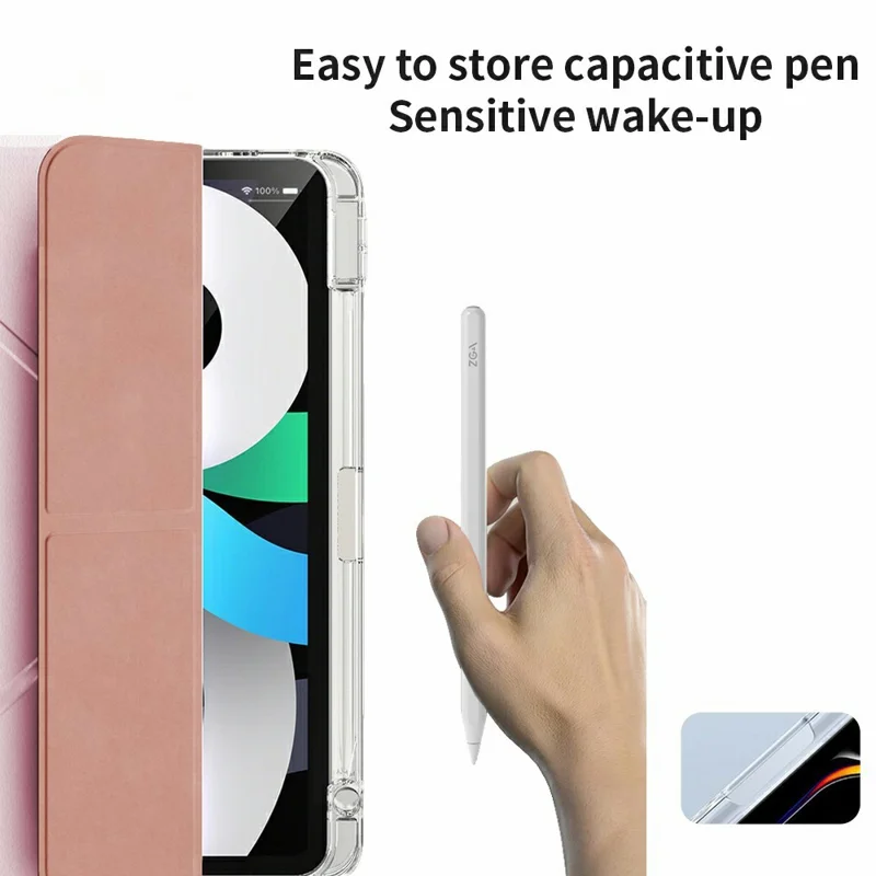 ZGA Protective Case For iPad 10.2 (2021) / (2019) / (2020) , Y-Fold Stand PC + TPU Tablet Cover Built-In Pen Slot - Black