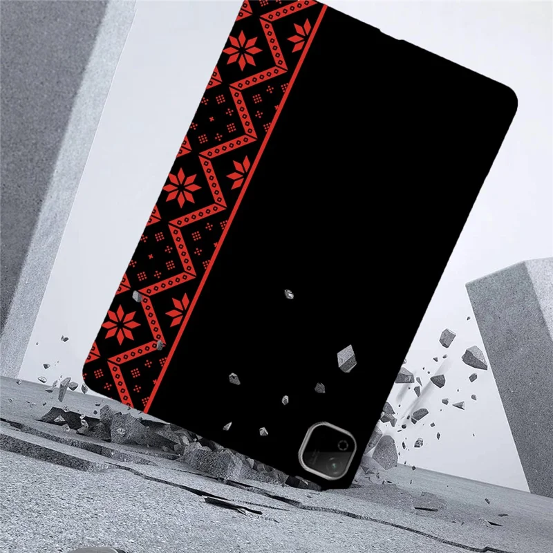 For Honor Pad X9b Max Case Pattern Printing Soft TPU Tablet Cover - Red Ethnic Pattern