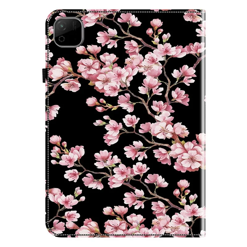 Cover in pelle per Honor Pad X9b Max con stampa motivo a fiore di susino, custodia con supporto e fessote per carte