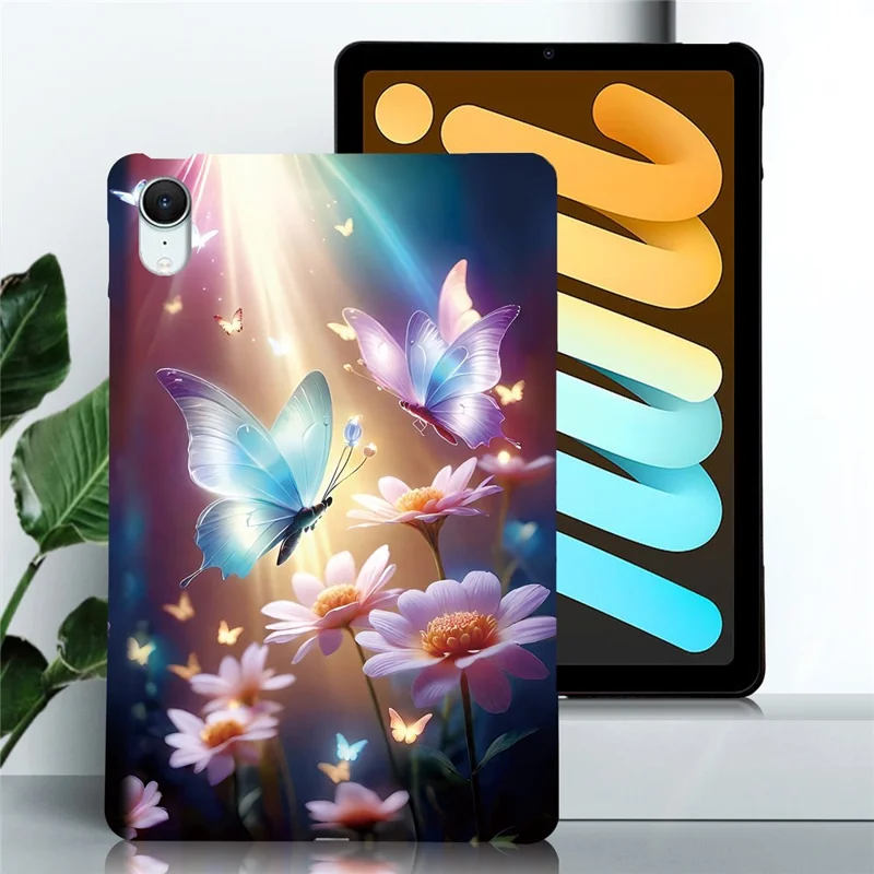 Capa para iPad mini (2026) com Impressão de Padrão, Capa Fina e Macia em TPU para Tablet - Borboleta Floral