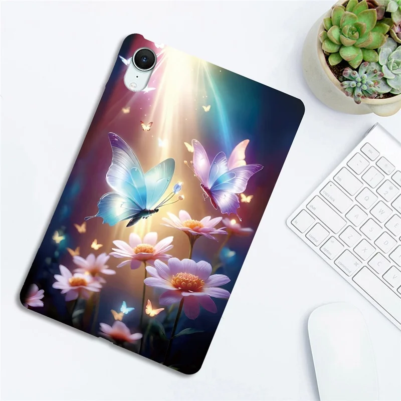 Capa para iPad mini (2026) com Impressão de Padrão, Capa Fina e Macia em TPU para Tablet - Borboleta Floral