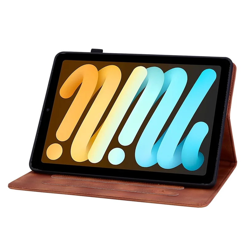 For iPad mini (2026) Case Lily Flower Imprint Card Slots Leather Tablet Cover - Brown