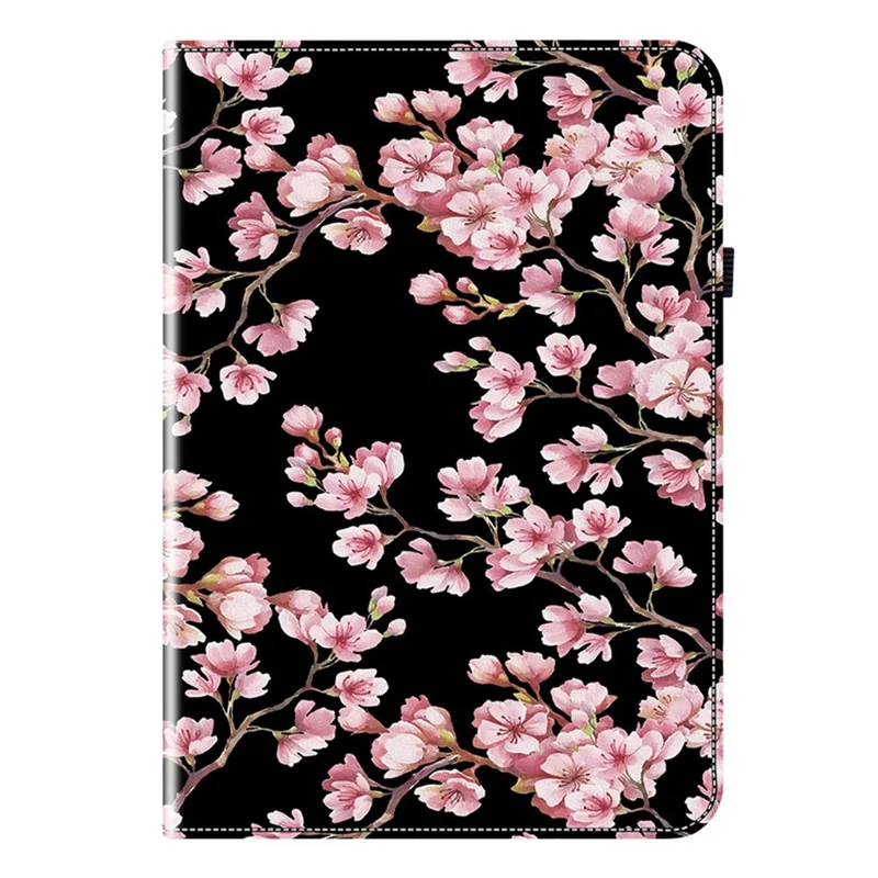 Cover in pelle per iPad mini (2026) con stampa motivo a fiore di susino, custodia con supporto e slot per schede