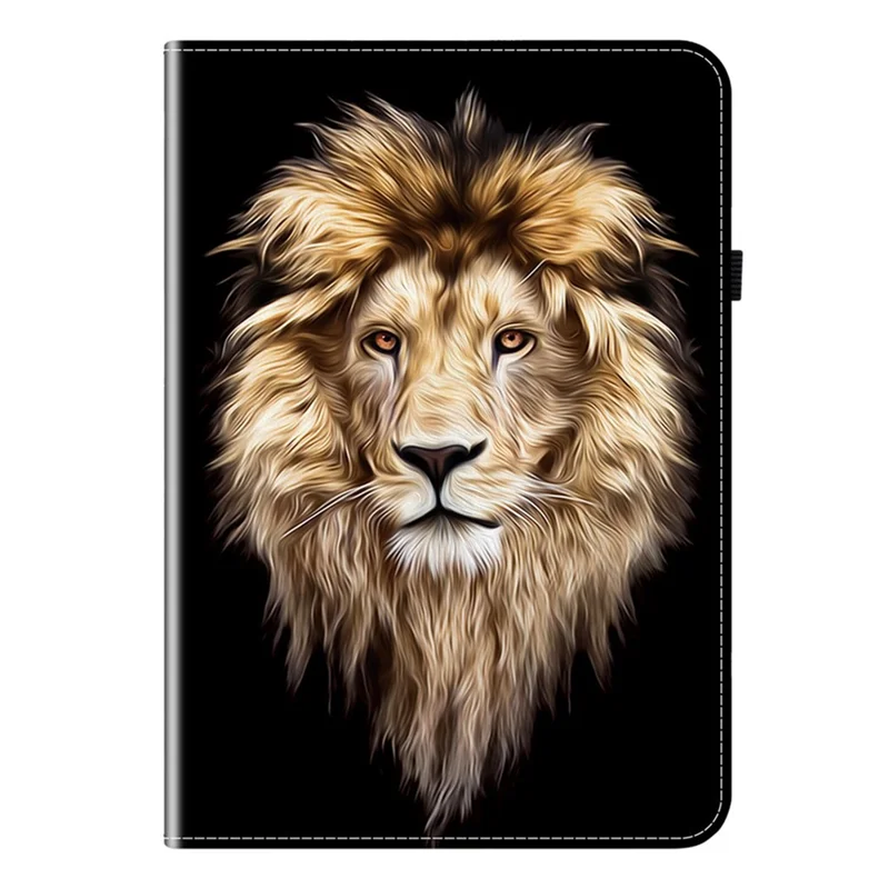 غطاء جلد لجهاز iPad mini (2026) مع تصميم مطبوع وحامل وفتحات لوضع البطاقات - رأس الأسد