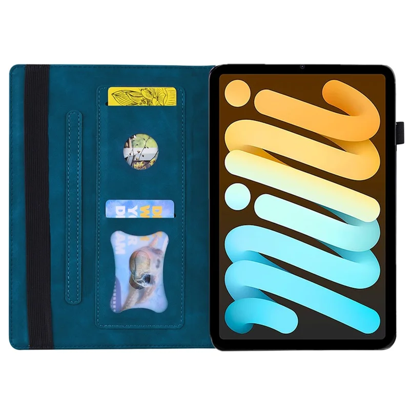 Étui pour iPad mini (2026) en cuir PU, housse de protection folio avec porte-cartes - Bleu