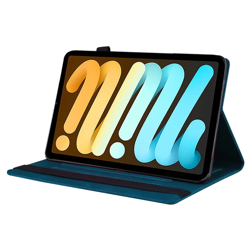 Étui pour iPad mini (2026) en cuir PU, housse de protection folio avec porte-cartes - Bleu
