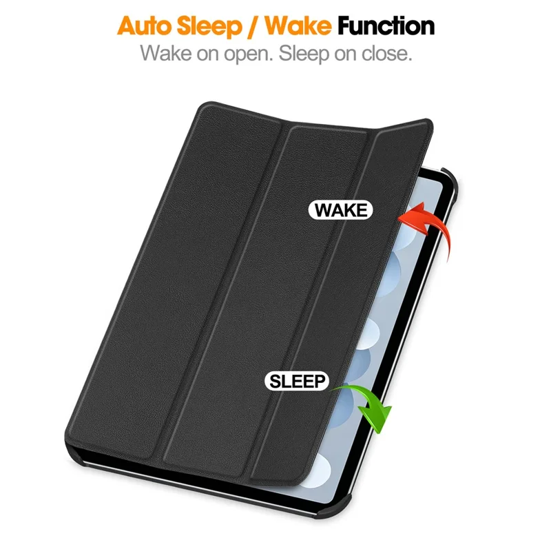 For iPad mini (2026) PU Leather Tablet Case Anti-drop Tri-Fold Stand Slim Protective Cover - Black