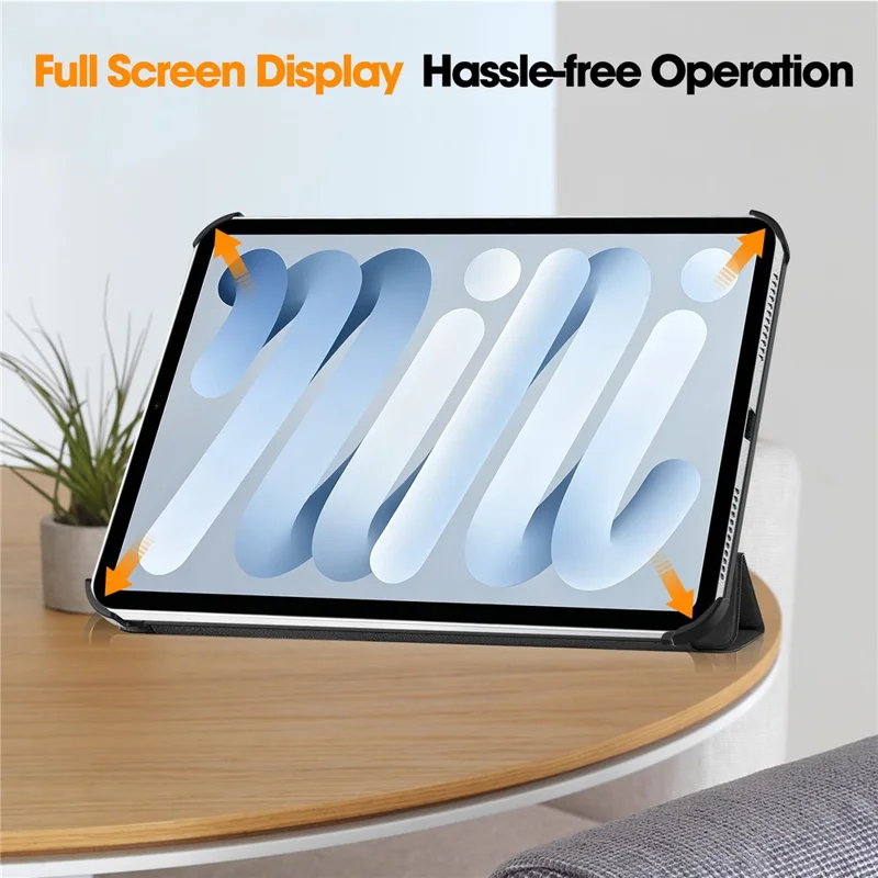 For iPad mini (2026) PU Leather Tablet Case Anti-drop Tri-Fold Stand Slim Protective Cover - Black