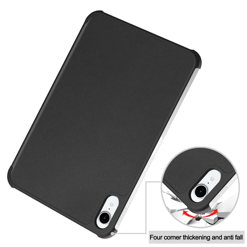For iPad mini (2026) PU Leather Tablet Case Anti-drop Tri-Fold Stand Slim Protective Cover - Black