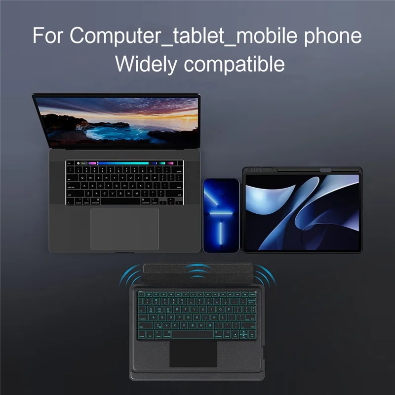 Cover in pelle per Huawei MatePad Air (2025) + Tastiera compatibile Bluetooth con Touchpad retroilluminato - Nero