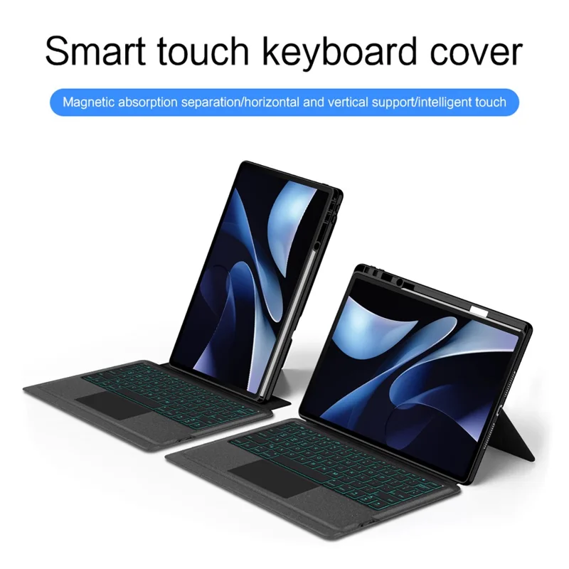 Cover in pelle per Huawei MatePad Air (2025) + Tastiera compatibile Bluetooth con Touchpad retroilluminato - Nero