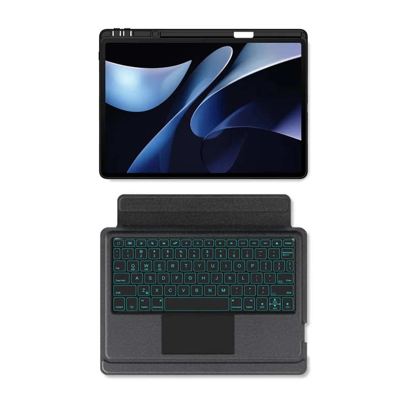Cover in pelle per Huawei MatePad Air (2025) + Tastiera compatibile Bluetooth con Touchpad retroilluminato - Nero