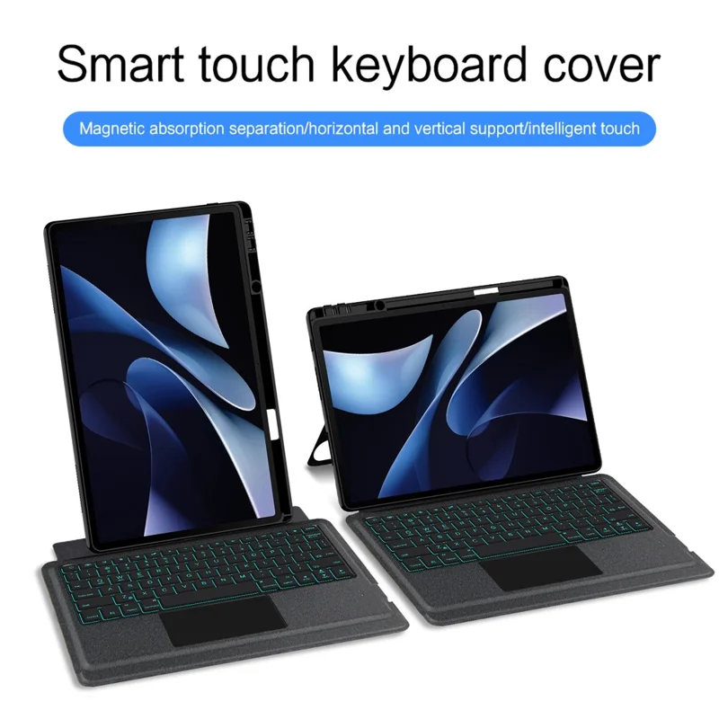 Cover in pelle per Huawei MatePad Air (2025) + Tastiera compatibile Bluetooth con Touchpad retroilluminato - Nero