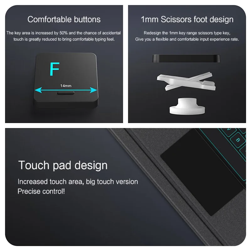 Cover in pelle per Huawei MatePad Air (2025) + Tastiera compatibile Bluetooth con Touchpad retroilluminato - Nero