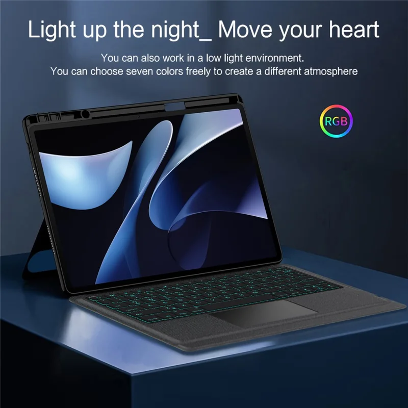Cover in pelle per Huawei MatePad Air (2025) + Tastiera compatibile Bluetooth con Touchpad retroilluminato - Nero