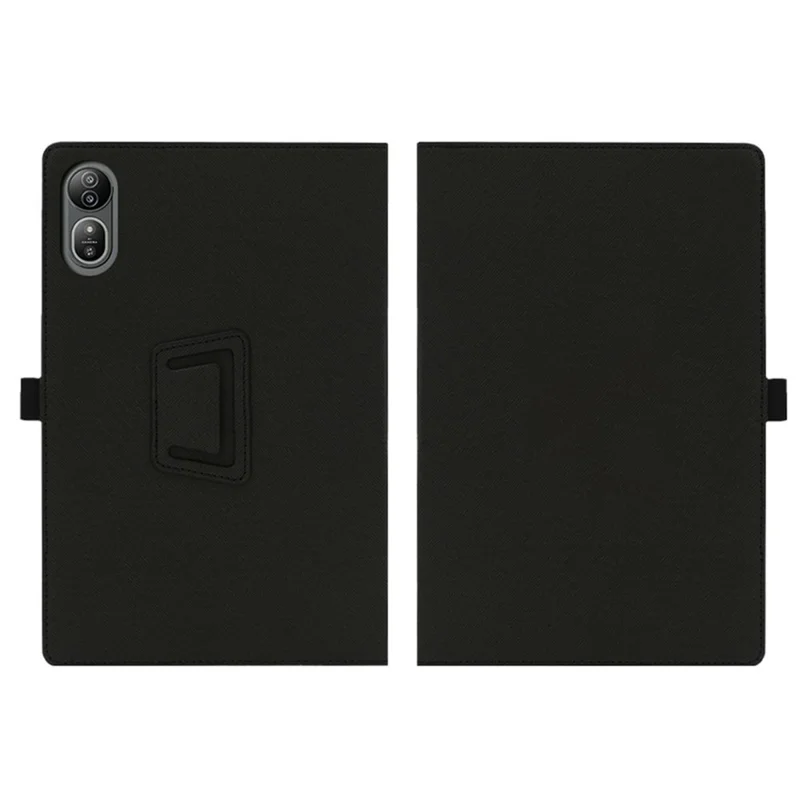 For Blackview Mega 12 Leather Case Foldable Stand Tablet Cover Built-in Hand Strap - Black