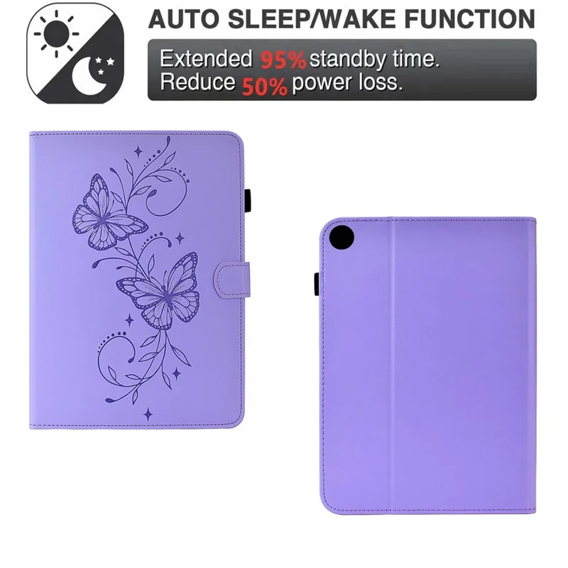 For Lenovo Tab K9 / Tab One Case Butterfly Pattern PU Leather Card Slot Tablet Cover - Light Purple