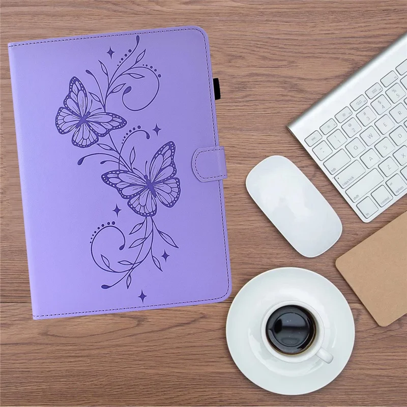 For Samsung Galaxy Tab S10 FE+ Case Butterfly Pattern PU Leather Card Slot Tablet Cover - Light Purple