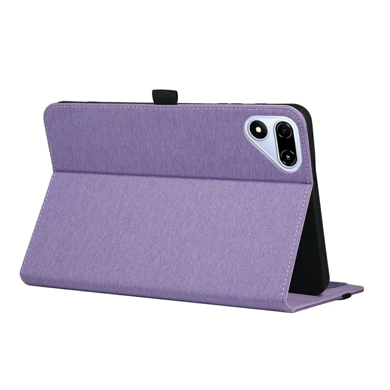 For TECNO Megapad SE2 Case with Stand Card Holder Cloth Texture Leather Tablet Cover - Purple