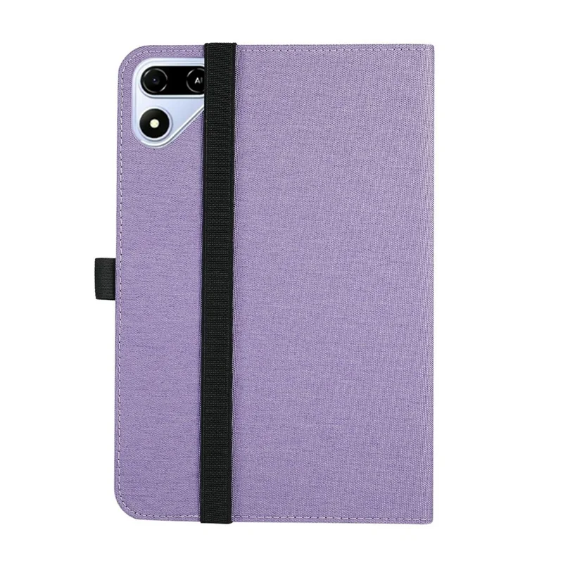 For TECNO Megapad SE2 Case with Stand Card Holder Cloth Texture Leather Tablet Cover - Purple