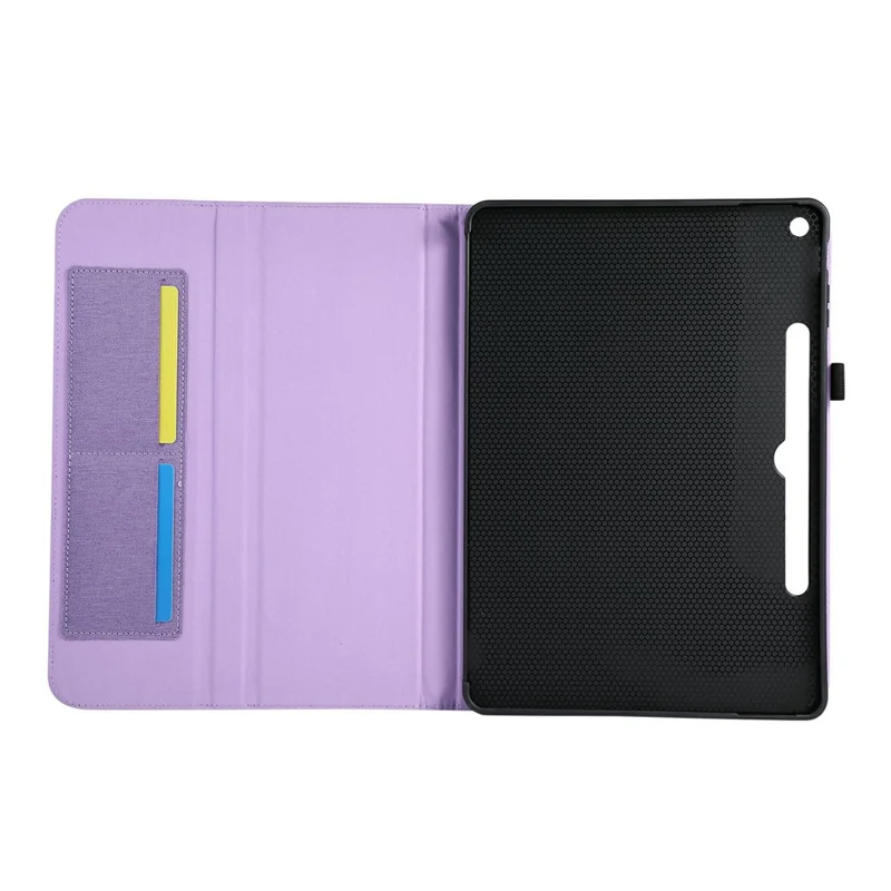 For Microsoft Surface Pro 12inch Case with Stand Card Holder Cloth Texture Leather Tablet Cover - Purple