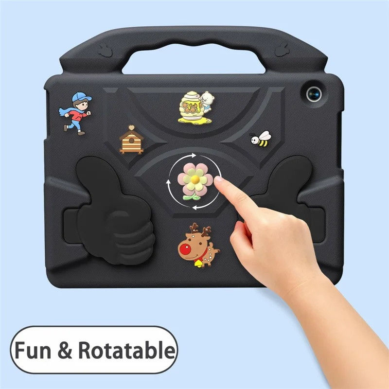 For Lenovo Tab M10 HD EVA Case Cartoon Thumb Kickstand Shockproof Tablet Cover - Black