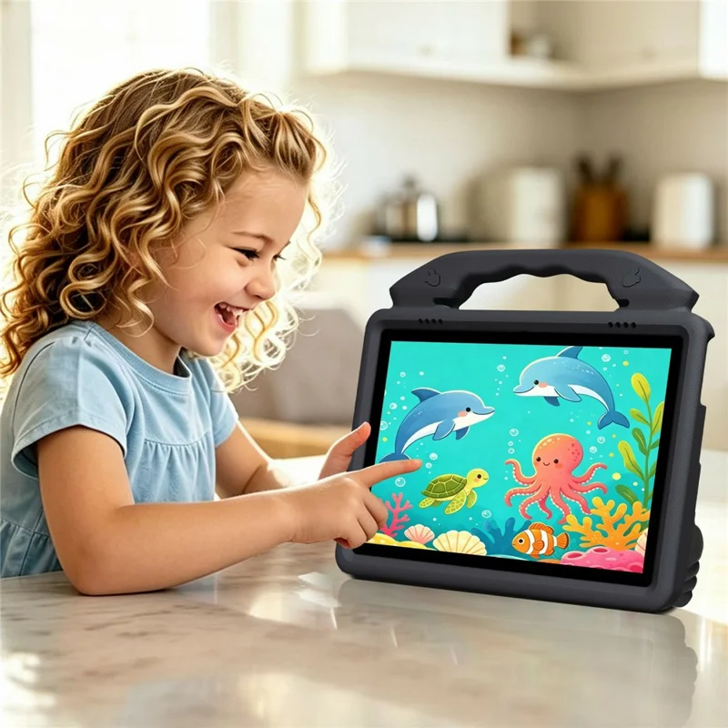 For Lenovo Tab M10 HD EVA Case Cartoon Thumb Kickstand Shockproof Tablet Cover - Black