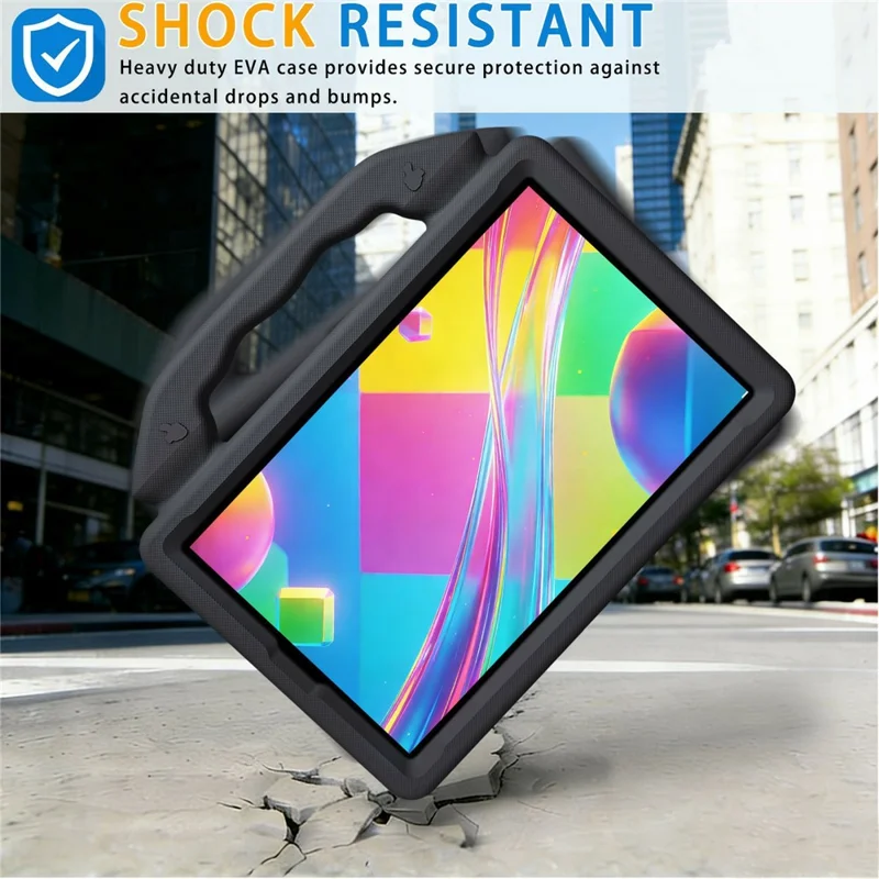 For Lenovo Tab M9 EVA Case Cartoon Thumb Kickstand Shockproof Tablet Cover - Black