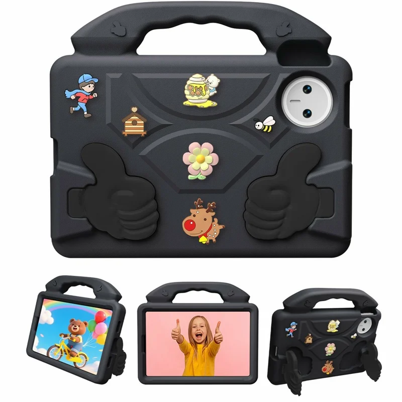 Für Huawei MatePad Mini EVA Hülle Cartoon Daumen-Ständer stoßfester Tablettenschutzschale - Schwarz