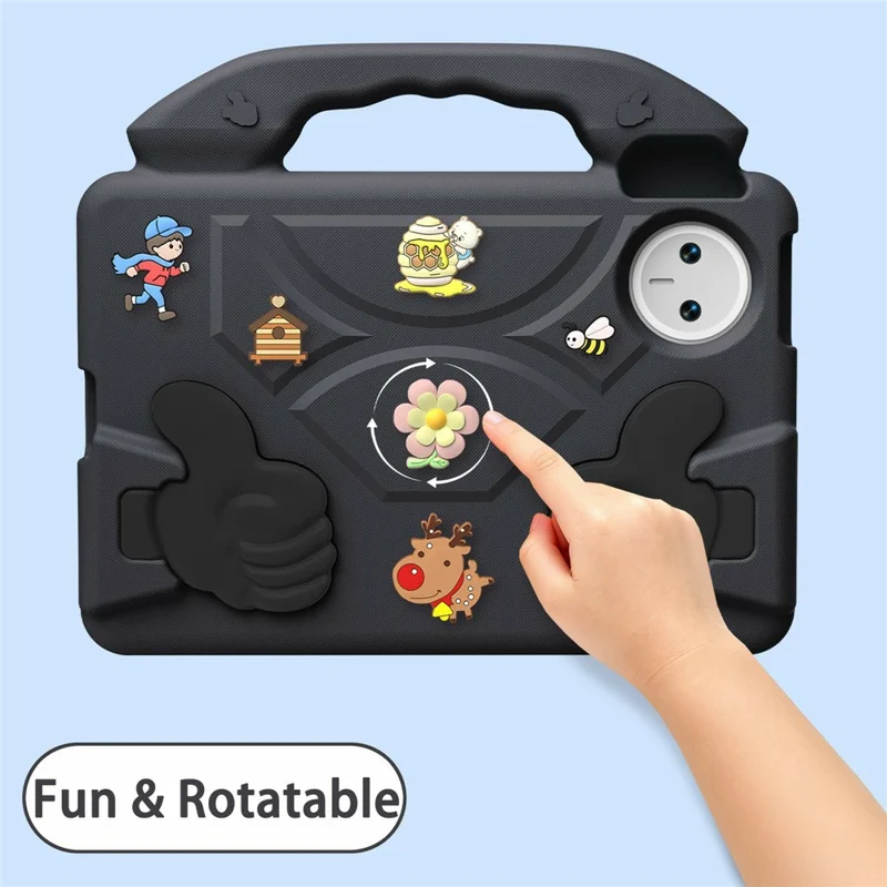 Für Huawei MatePad Mini EVA Hülle Cartoon Daumen-Ständer stoßfester Tablettenschutzschale - Schwarz