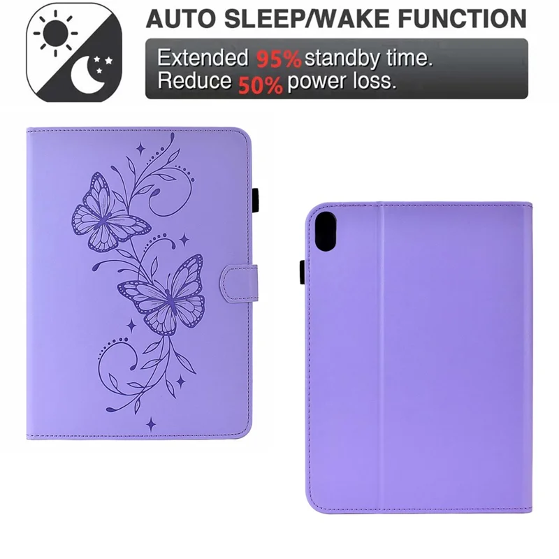 For Samsung Galaxy Tab S12+ Case Butterfly Pattern PU Leather Card Slot Tablet Cover - Light Purple