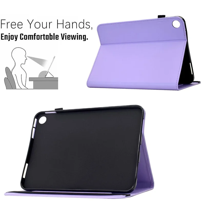 Til Samsung Galaxy Tab A11 / Tab A9 Taske med Butterfly-mønster i PU-læder med kortplads Tabletdæksel - Lyselilla