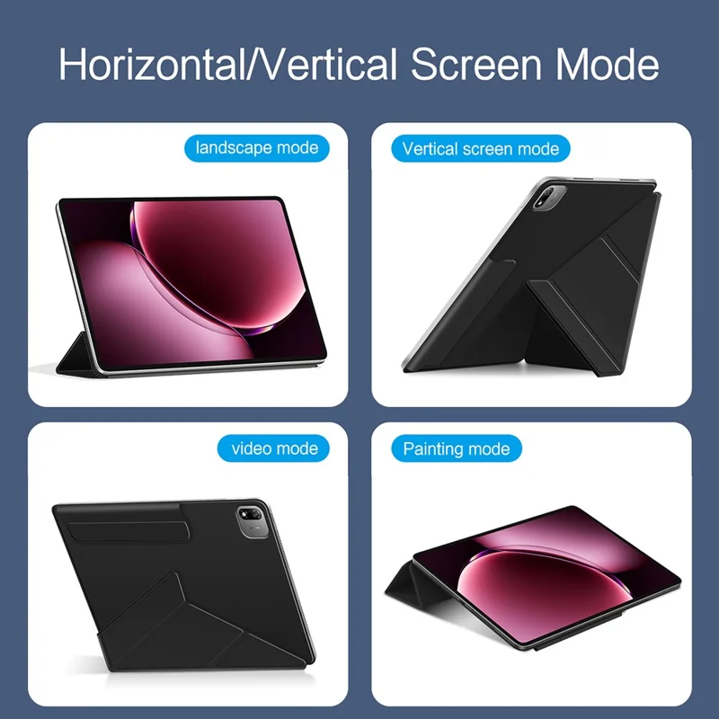 For Xiaomi Pad 9 Pro Max Y-type Stand Cover Anti-scratch Magnetic PU Leather Tablet Case - Black