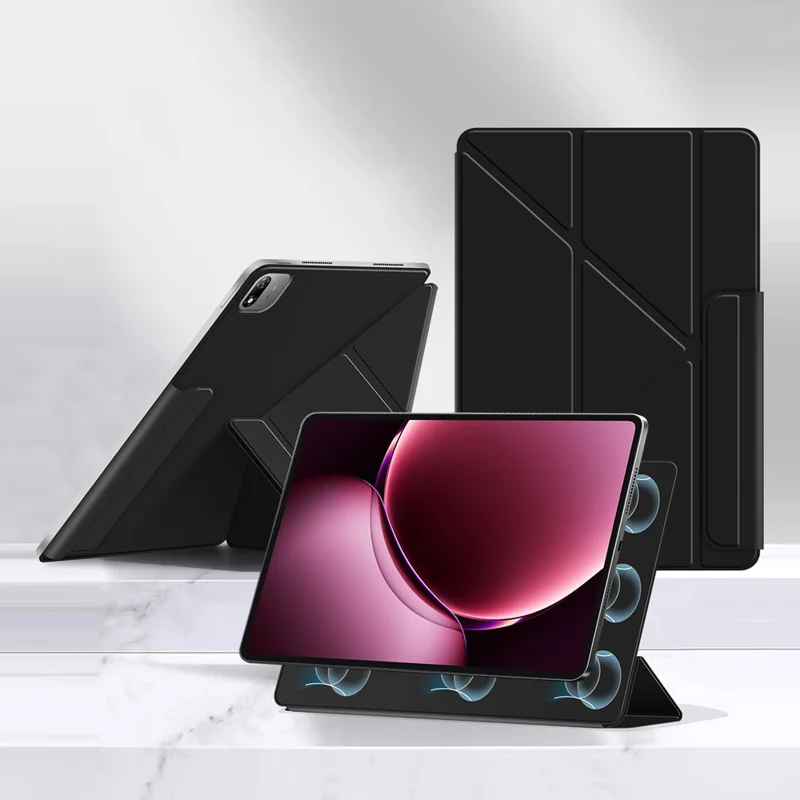 For Xiaomi Pad 9 Pro Max Y-type Stand Cover Anti-scratch Magnetic PU Leather Tablet Case - Black