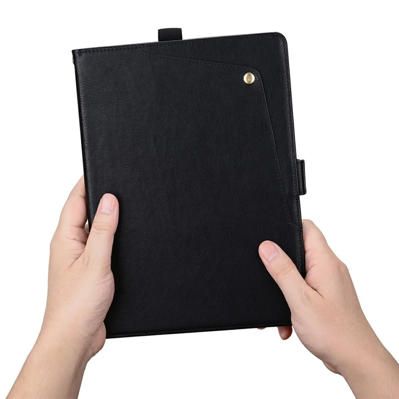 For Xiaomi Pad 9 Pro Max Case Front Pocket Business Leather Tablet Cover with Card Holder Stand - Black