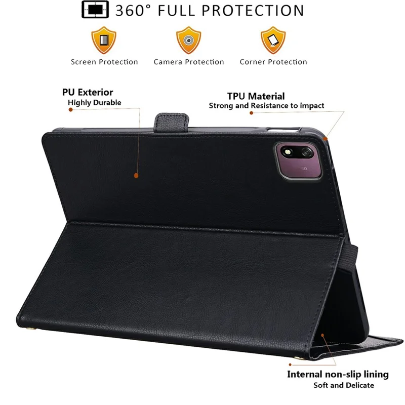 For Xiaomi Pad 9 Pro Max Case Front Pocket Business Leather Tablet Cover with Card Holder Stand - Black