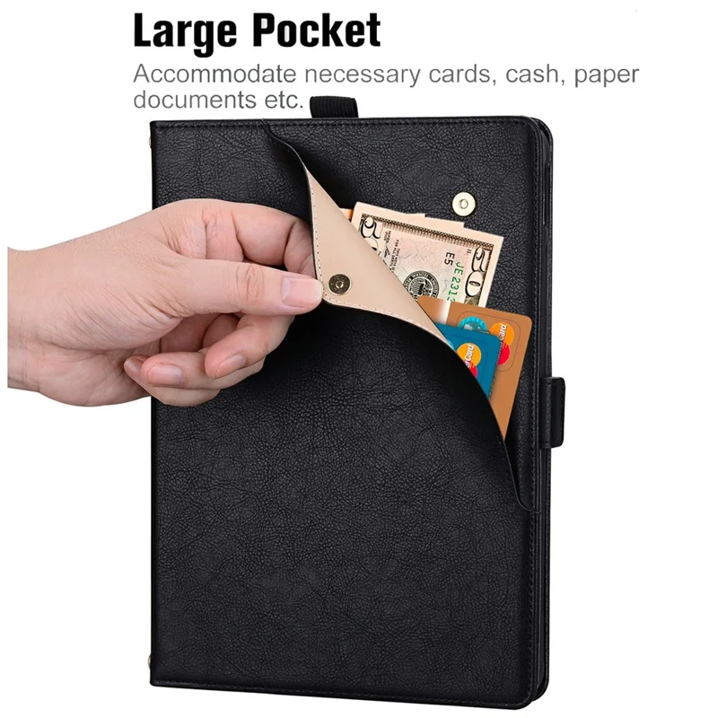 For Xiaomi Pad 9 Pro Max Case Front Pocket Business Leather Tablet Cover with Card Holder Stand - Black
