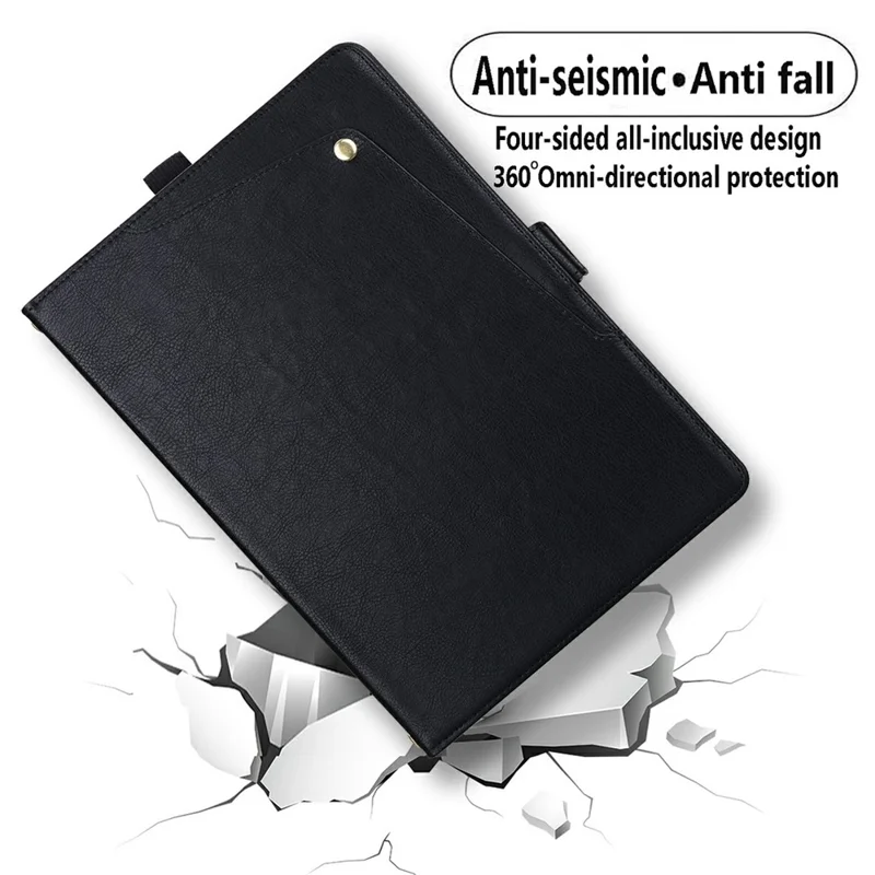 For Xiaomi Pad 9 Pro Max Case Front Pocket Business Leather Tablet Cover with Card Holder Stand - Black