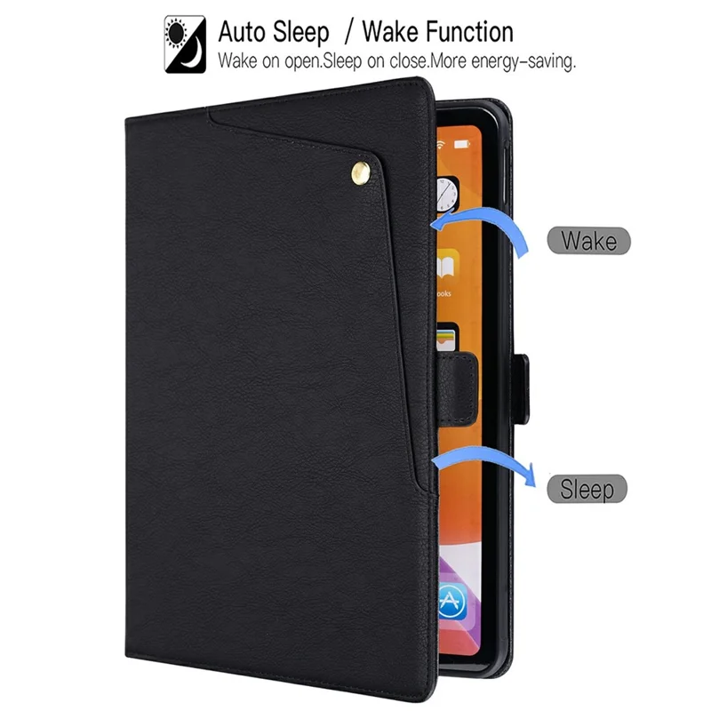 For Xiaomi Pad 9 Pro Max Case Front Pocket Business Leather Tablet Cover with Card Holder Stand - Black