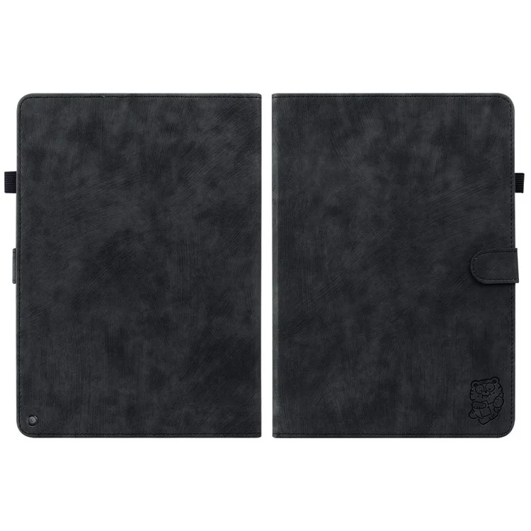 For Amazon Fire HD 10 (2021) / Fire HD 10 Plus (2021) Stand Card Holder Leather Tablet Case Cute Tiger Pattern Imprinted Shockproof Cover - Black