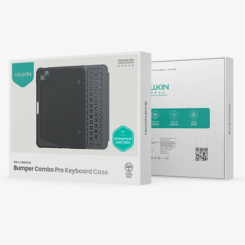 NILLKIN Bumper Combo Pro for iPad Pro 13 (2025)  /  (2024) Case with Detachable Bluetooth-Compatible Keyboard, 7-Color Backlit, Multi-Touch Trackpad - Black