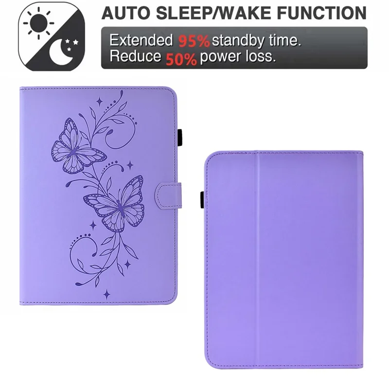 For Amazon Kindle Paperwhite (2024) Case Butterfly Pattern PU Leather Card Slot Tablet Cover - Light Purple